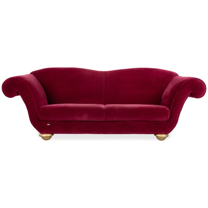 Bretz LouLou Stoff Dreisitzer Rot Rubin Leo Gold Animalprint Sofa Couch
