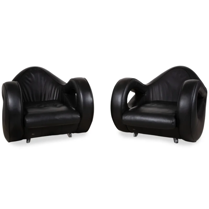 Bretz Slow Rider Leder 2x Sessel Schwarz