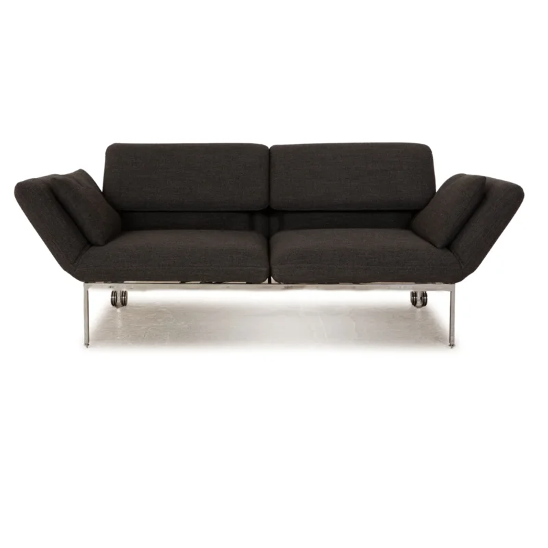 Brühl Roro Stoff Zweisitzer Grau manuelle Funktion Sofa Couch Schlaffunktion