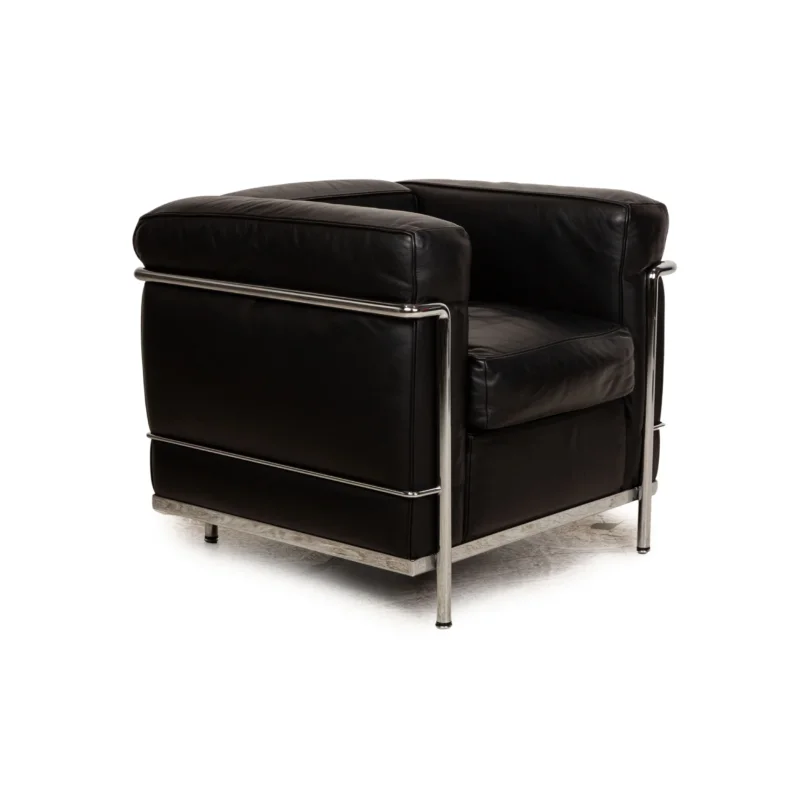 Cassina Le Corbusier LC 2 Leder Sessel Schwarz Vintage