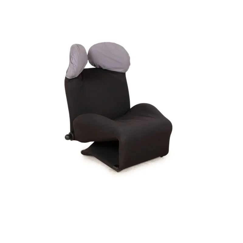 Cassina Wink Designer Sessel Stoff Schwarz manuelle Liege Funktion Couch Modern