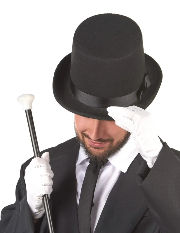 Chapeau haut de forme pour adulte noir avec nœud