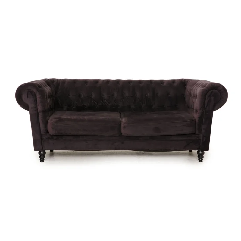 Chesterfield Stoff Sofa Braun Dunkelbraun Dreisitzer Couch