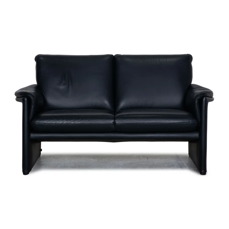 Cor Zento Leder Zweisitzer Dunkelblau Sofa Couch