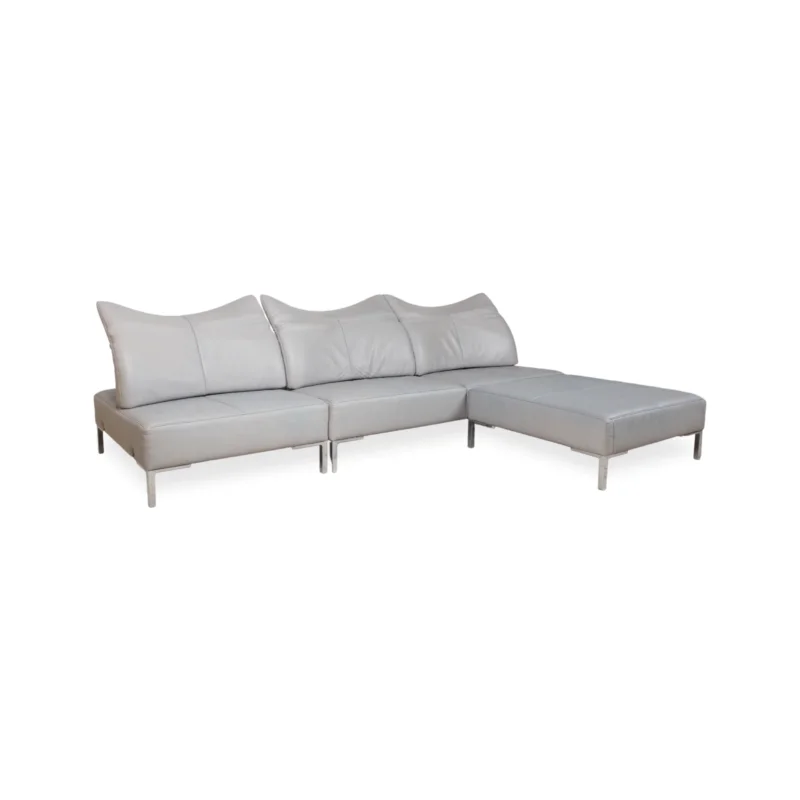 de Sede DS-112 Garnitur Leder Dreisitzer Hocker Grau manuelle Funktion Sofa Couch
