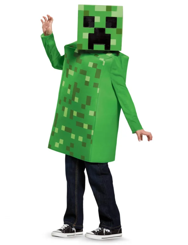 Vue de dos du déguisement Creeper Minecraft pour enfant