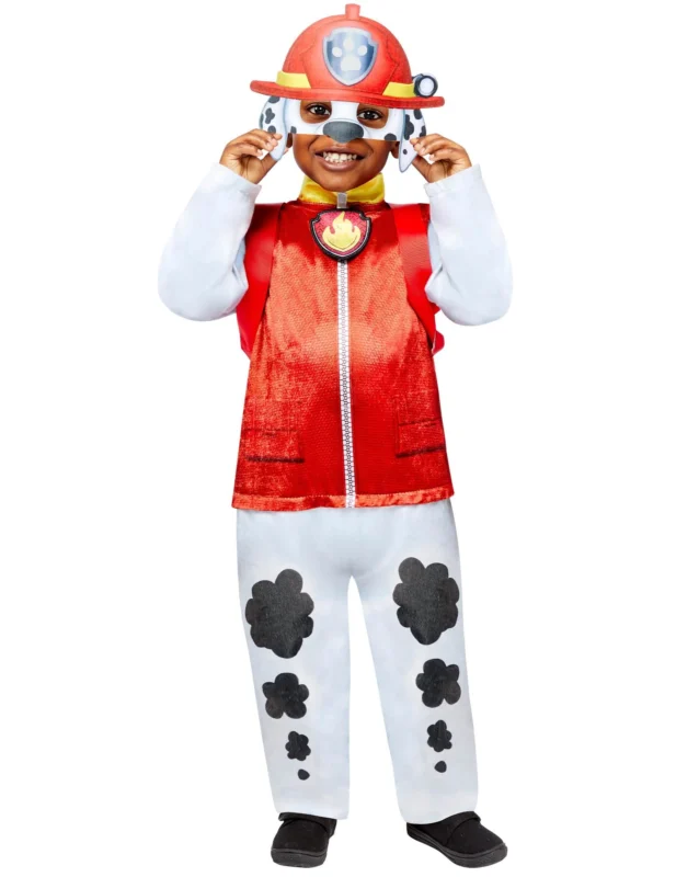 Déguisement deluxe Marcus Pat'Patrouille pour enfant rouge et blanc avec casque et sac à dos