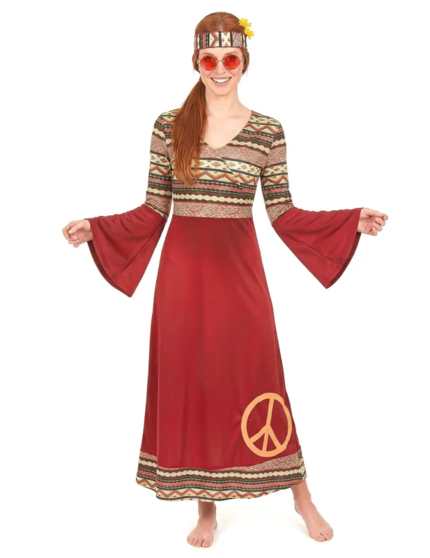 Hippiekostüm für Frauen bordeauxfarben