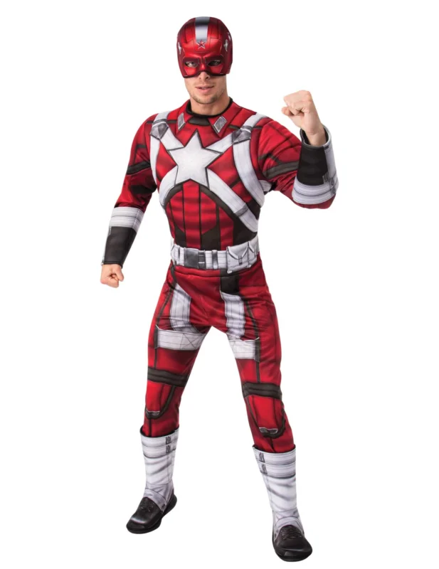 Déguisement luxe Red Guardian Black Widow pour homme rouge et blanc avec masque