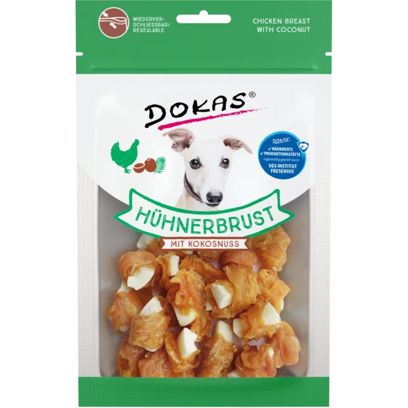 DOKAS Hühnerbrust mit Kokosnuss 60 g | Hundesnack
