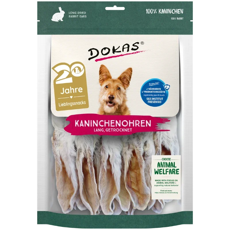 DOKAS Kaninchenohren 180 g | Hundesnack