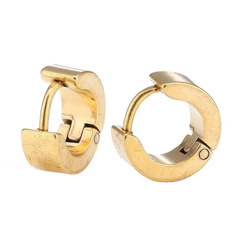 Edelstahl Creolen Ohrring gold Farben schlicht 7 mm breit Klippverschluss - chic - net.de