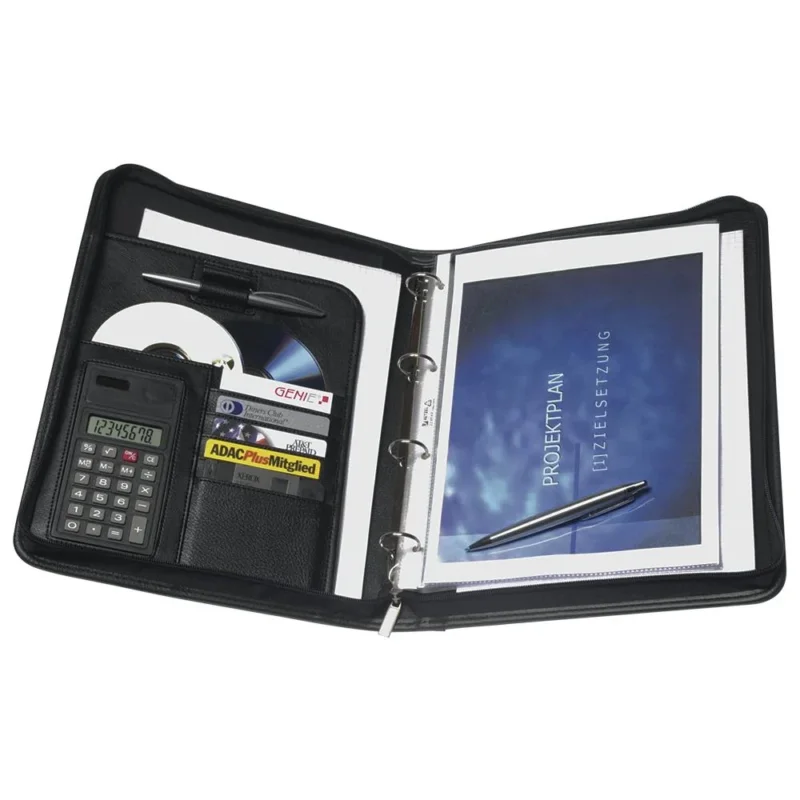 GENIE A4 Schreibmappe Exclusiv Lederoptik schwarz