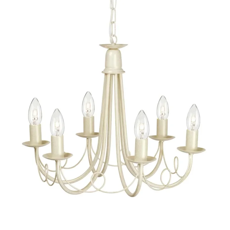 Kronleuchter Minster, 6 Lichter, Elfenbein/Goldpatina - Elsteadlighting - leuchtengrosshandel24