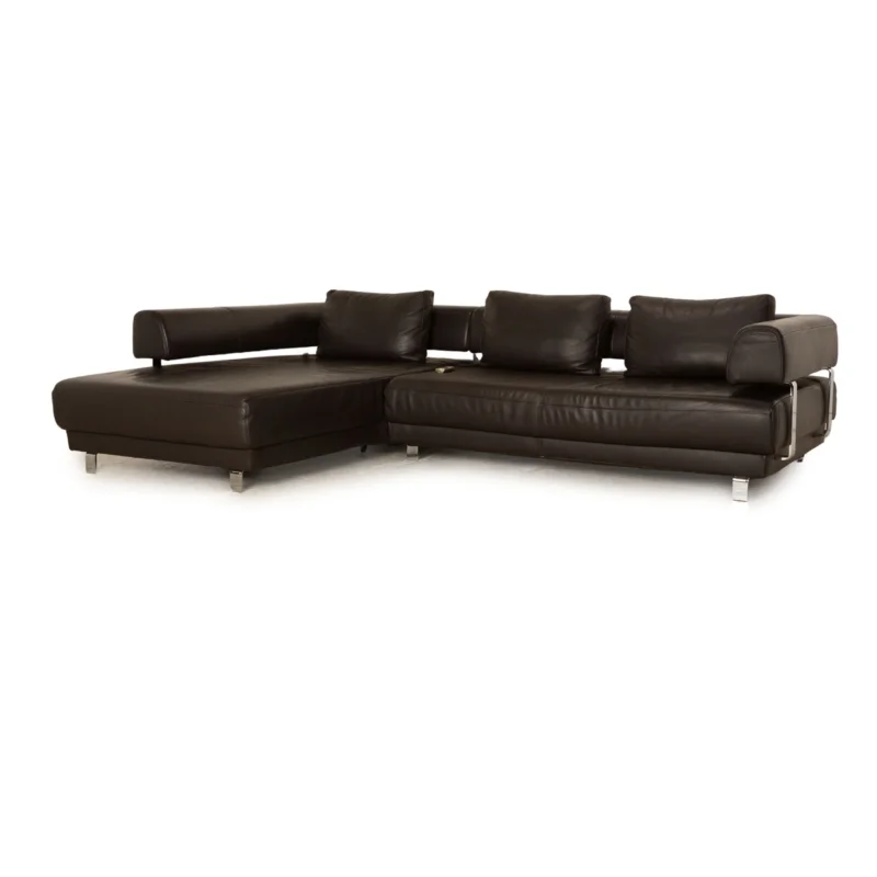 Ewald Schillig Brand Face Leder Ecksofa Braun Recamiere Links Cappuccino elektrische Funktion