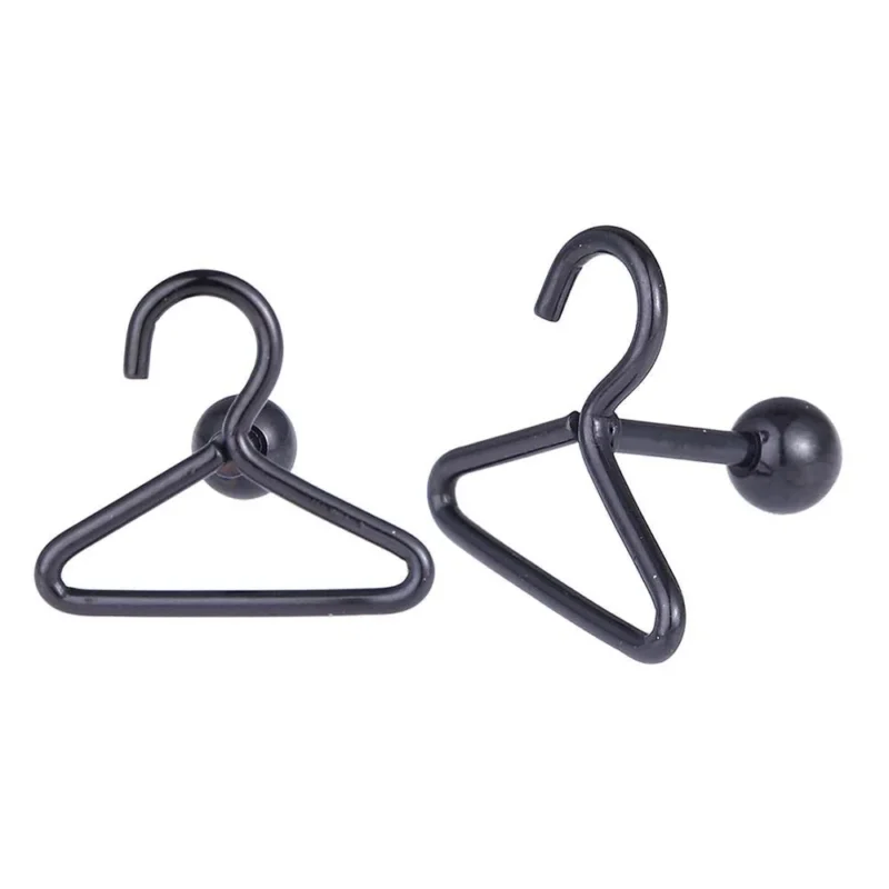 Fake Piercing Expander schwarz Kleiderbügel Schaubverschluss Edelstahl - chic - net.de