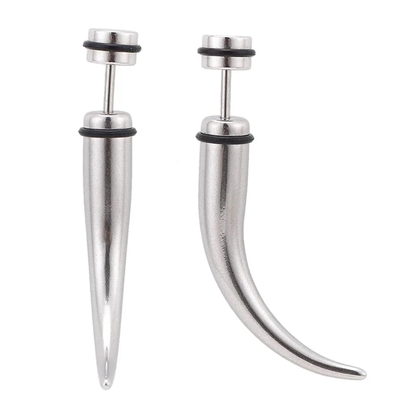 Fake Piercing Spike gebogen silberfarben 43 mm Schraubverschluss Edelstahl - chic - net.de