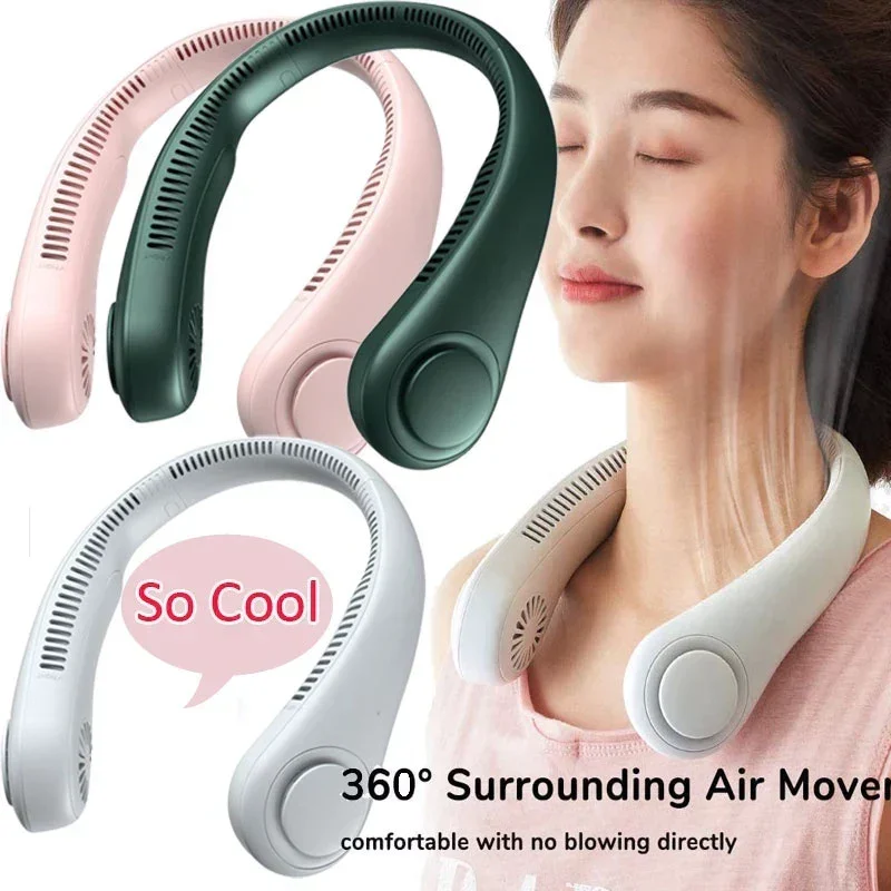 Halsventilator ohne Klingen, 360° Kühlhalsbandventilator mit 3 Geschwindigkeiten