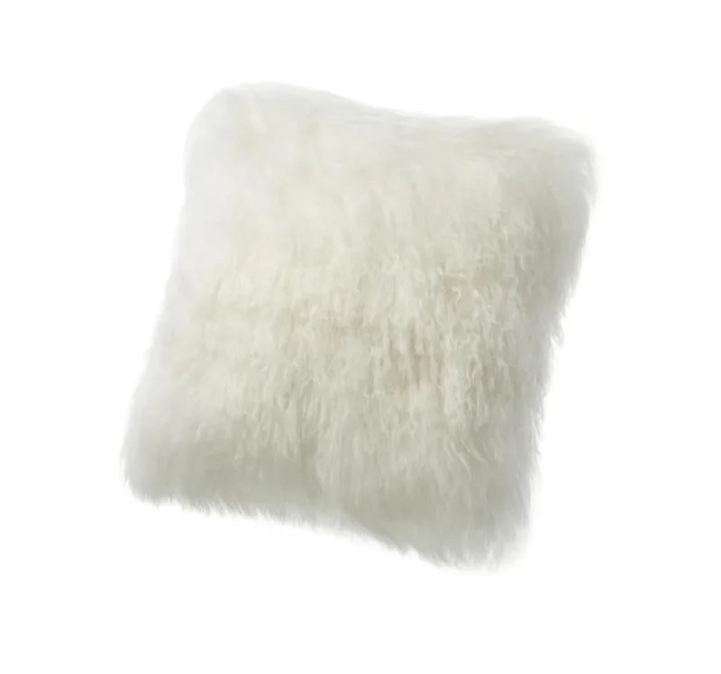 Fibre by Auskin Kissen Tibetlammfell Langhaar IVORY weiß 40x40cm - Sir Henrys