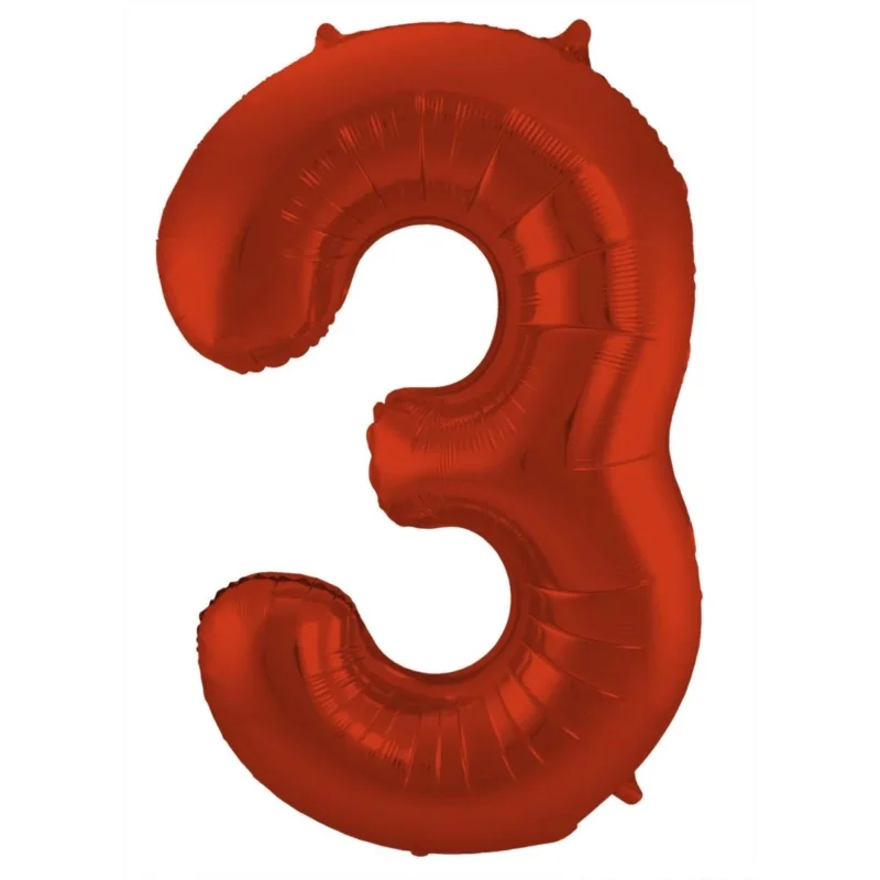 Folie Ballon Cijfer 3 Mat Rood XL 86cm leeg van Folat koop je bij Partywinkel
