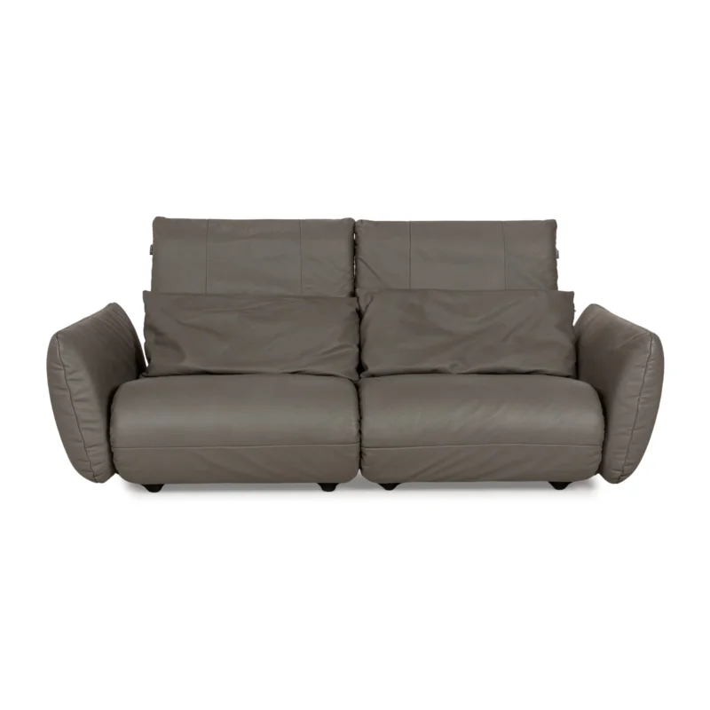 Freistil Rolf Benz Leder Zweisitzer Grau Sofa Couch manuelle Funktion