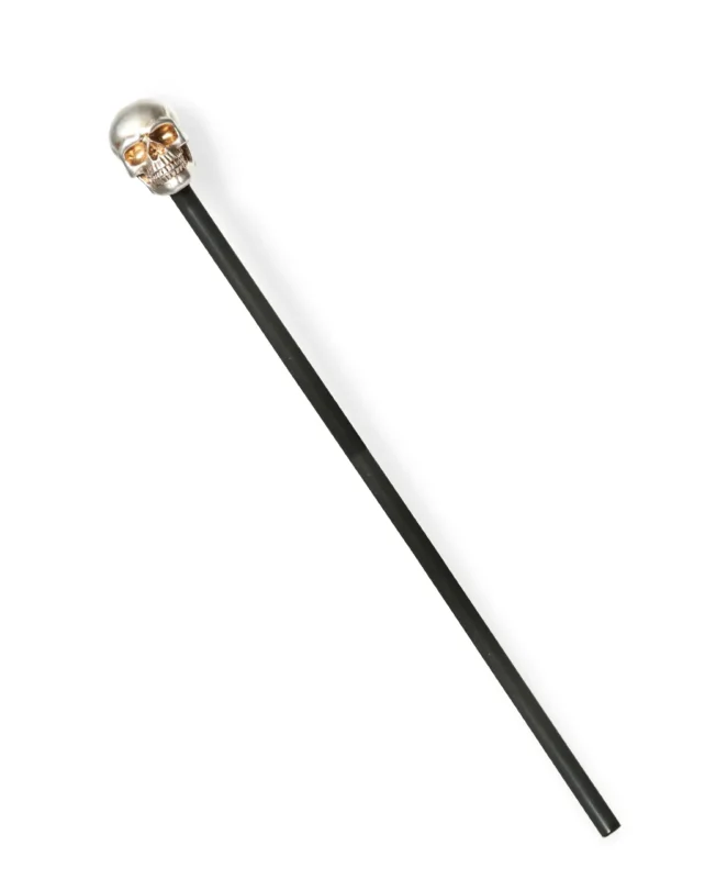 Gothic Gehstock mit Metallic Totenkopf