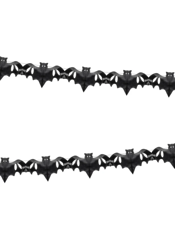 Guirlande en papier chauve-souris pour décoration Halloween noire