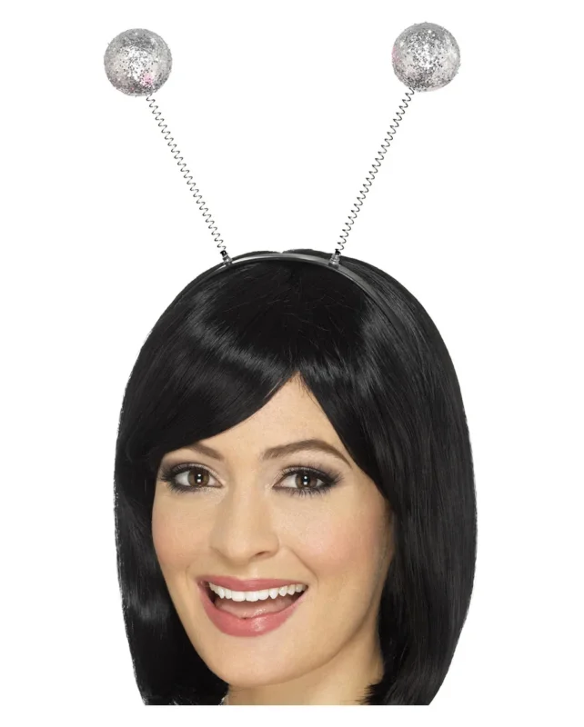 Silberner Alien Haarreif mit Metallic Bommeln