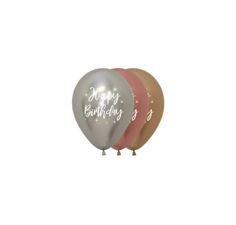Happy Birthday Ballonnen Gekleurd Metallic 12cm 50st van Sempertex koop je bij Partywinkel