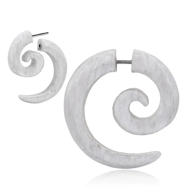 Holz Spiralen - Ohrring Fake Piercing - Ohrschmuck in Weiß - chic - net.de