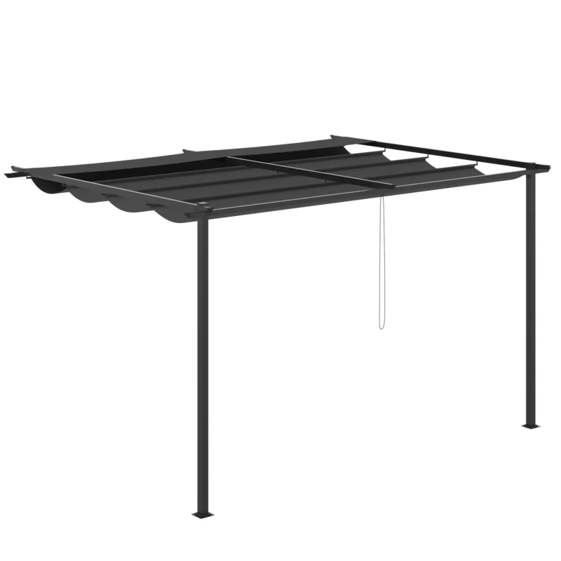 easycomfort easycomfort gazebo pergola 4x3m in acciaio e poliestere con tettuccio scorrevole grigio