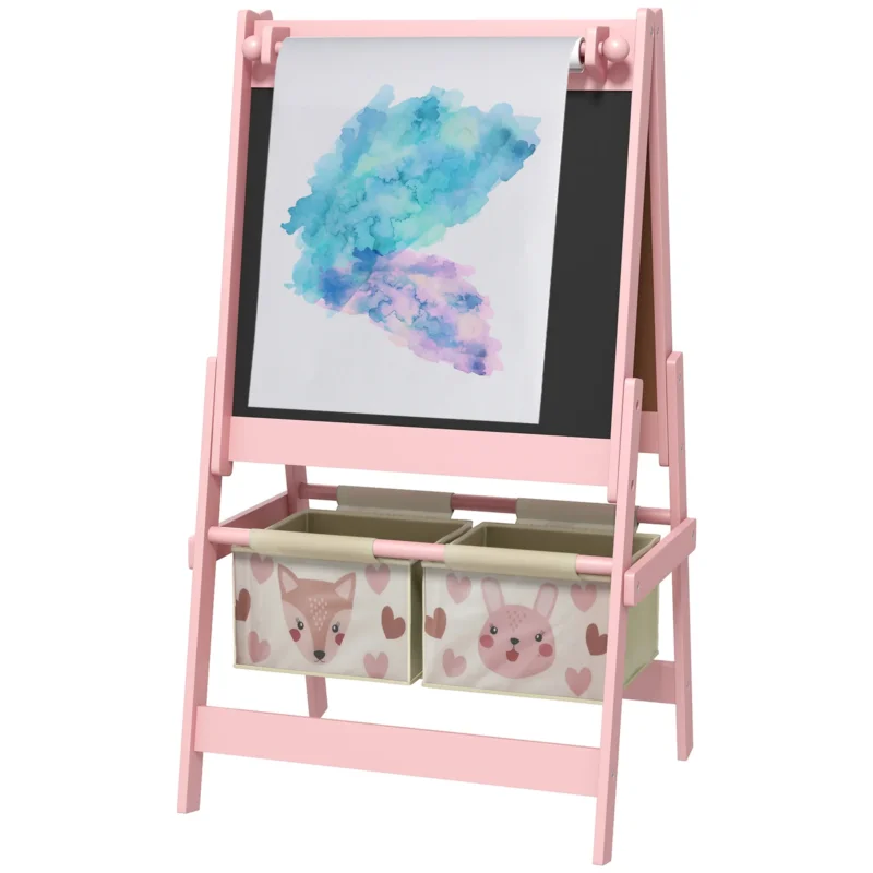 easycomfort easycomfort lavagna per bambini con cavalletto 3 in 1 e 2 contenitori eta 3 8 anni 54x46 5x93cm rosa