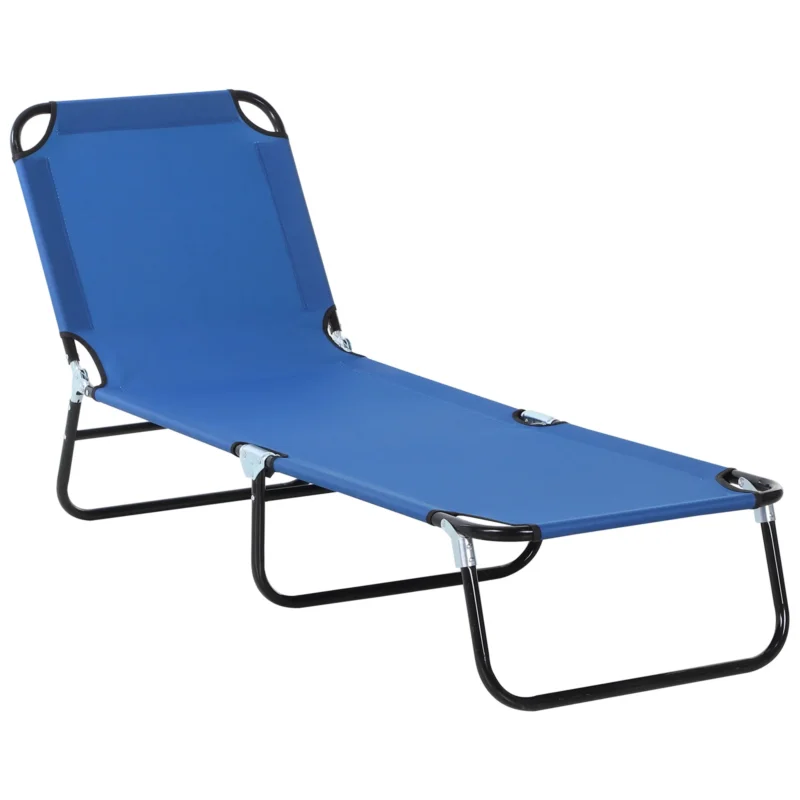 easycomfort easycomfort lettino da giardino con schienale regolabile in 5 posizioni in acciaio e tessuto oxford 188x56x28 cm blu