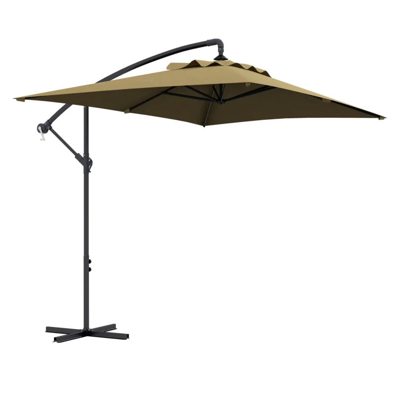 easycomfort easycomfort ombrellone da giardino decentrato con base a croce e apertura a manovella 294x193cm marrone
