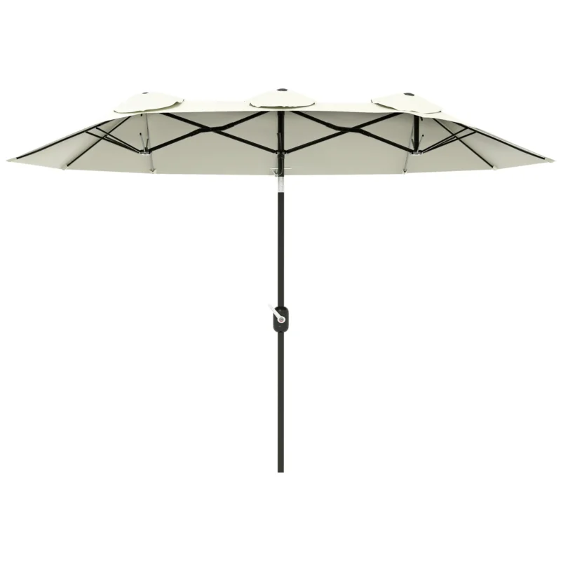 easycomfort easycomfort ombrellone da giardino doppio inclinabile con apertura a manovella 285x147x227cm beige