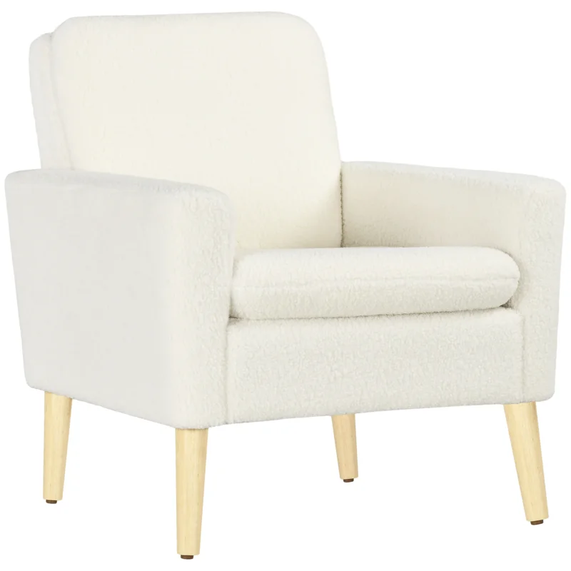 easycomfort easycomfort poltrona per salotto imbottita poltrona moderna in pile e legno 75x78x81 cm bianco crema