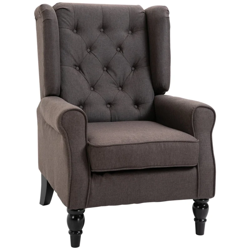 easycomfort easycomfort poltrona per salotto in stile francese con seduta imbottita e cuscini in poliestere 74x86x102 cm marrone