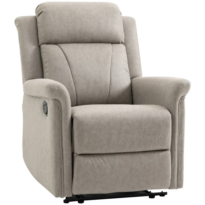 easycomfort easycomfort poltrona reclinabile manualmente 135 con poggiapiedi poggiatesta e braccioli imbottiti 78x96x102 cm grigio