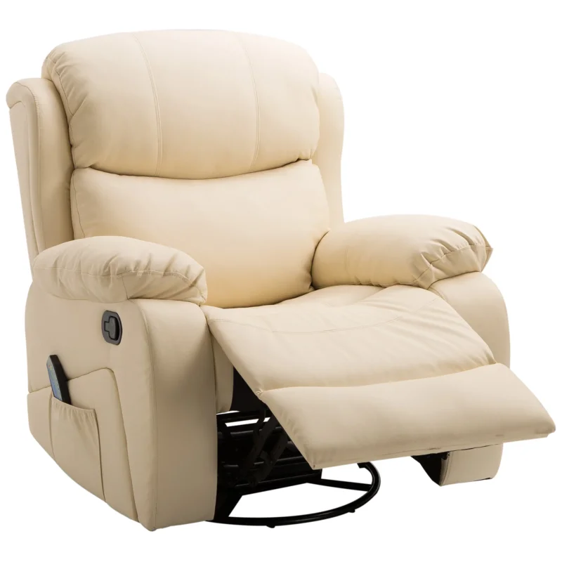 easycomfort easycomfort poltrona relax reclinabile beige con 8 punti massaggianti riscaldanti e poggiapiedi 97x92x104 cm