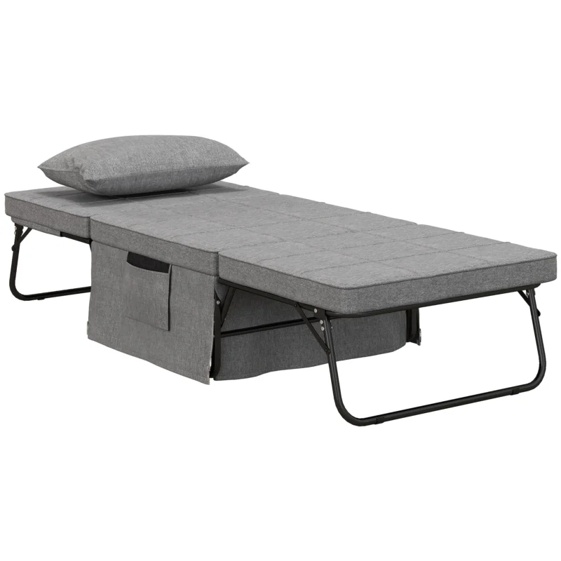 easycomfort easycomfort pouf letto pieghevole multiuso 4 in 1 con schienale reclinabile a 5 livelli grigio