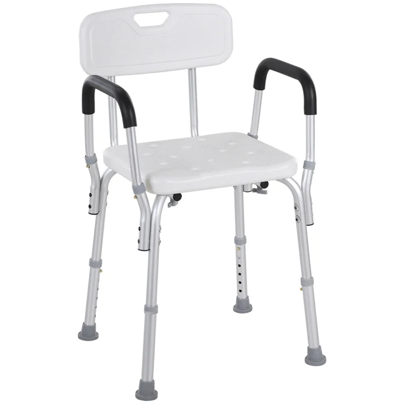 easycomfort easycomfort sedia per doccia in alluminio con altezza regolabile e piedini antiscivolo 51 5x51 5x71 84cm bianco