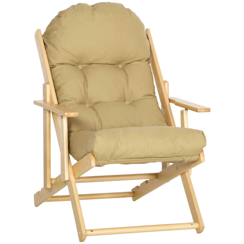easycomfort easycomfort sedia per soggiorno pieghevole con braccioli e cuscino in legno di faggio e tessuto 71x89x96 cm marrone