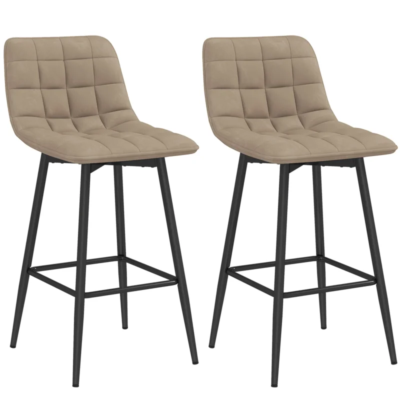 easycomfort easycomfort set 2 sgabelli da cucina stile nordico in tessuto effetto velluto e metallo 45x47x84 cm marrone