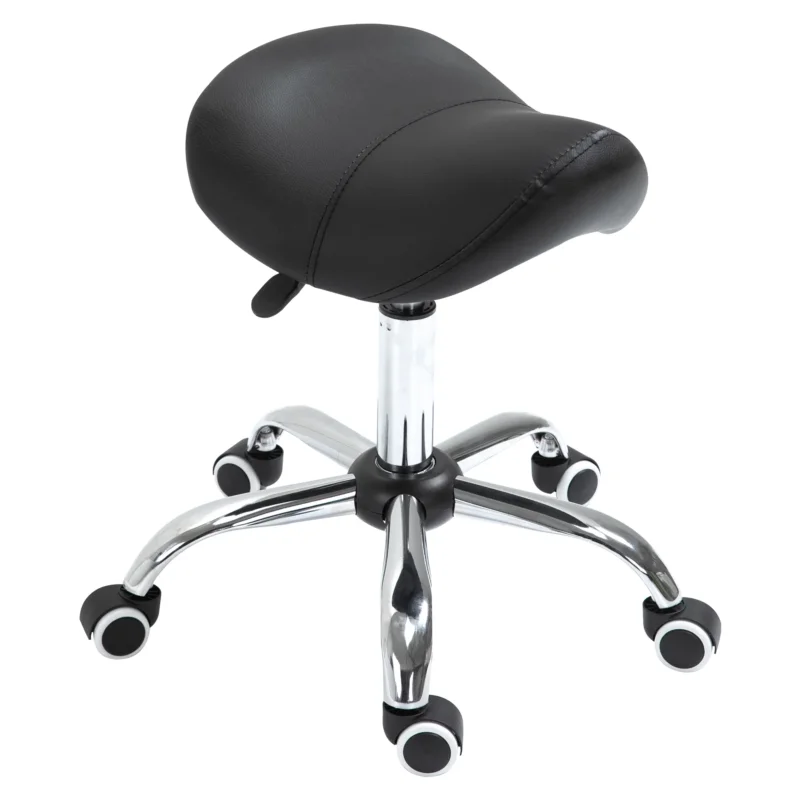 easycomfort easycomfort sgabello da lavoro a sella con ruote e altezza regolabile per negozi parrucchiere e tattoo 52x53x49 61cm nero ean 8054144131412