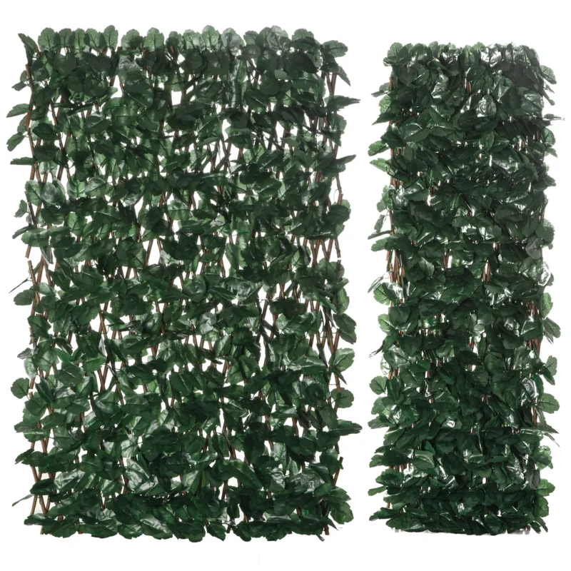 easycomfort easycomfort siepe artificiale a 2 sezioni da 356 foglie di edera in poliestere e rattan 200x100 cm verde e marrone