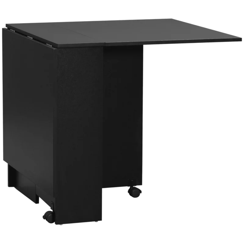 easycomfort easycomfort tavolo pieghevole in legno per 4 6 persone con ruote 75x140x74cm nero