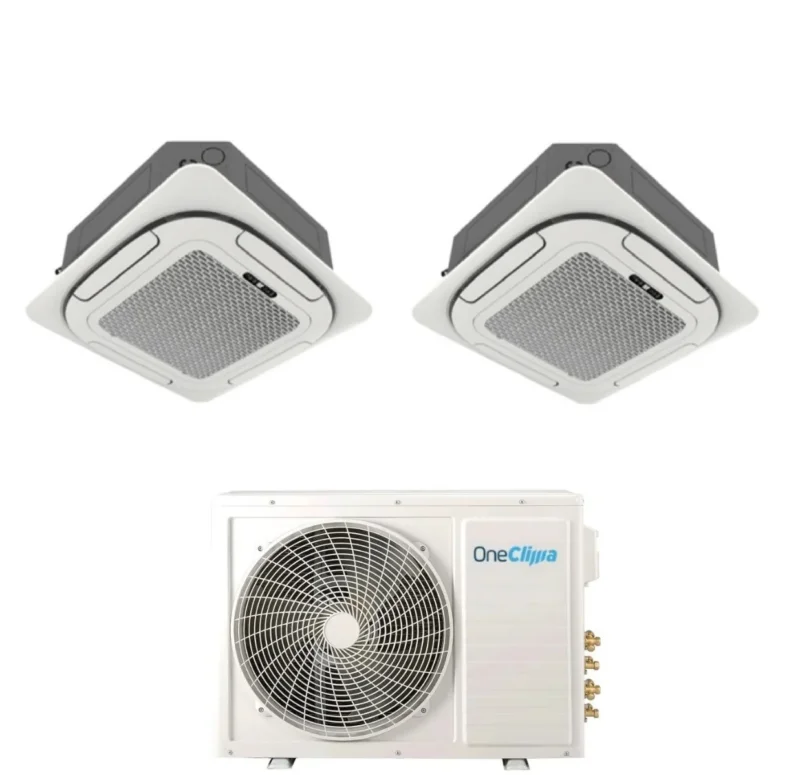 oneclima condizionatore oneclima dual split cassetta 4 vie 1212 con mlt27x3y24 r 32 wi fi optional griglia inclusa e telecomando di serie