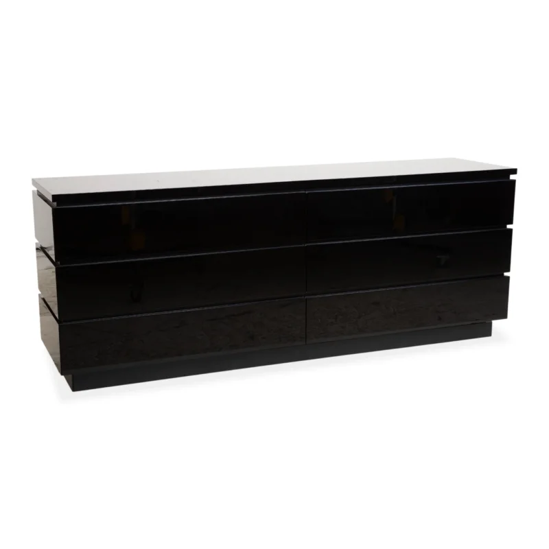 Interlübke Cube Sideboard Kommode Schwarz hochglänzend Holz mit 6 Schubladen