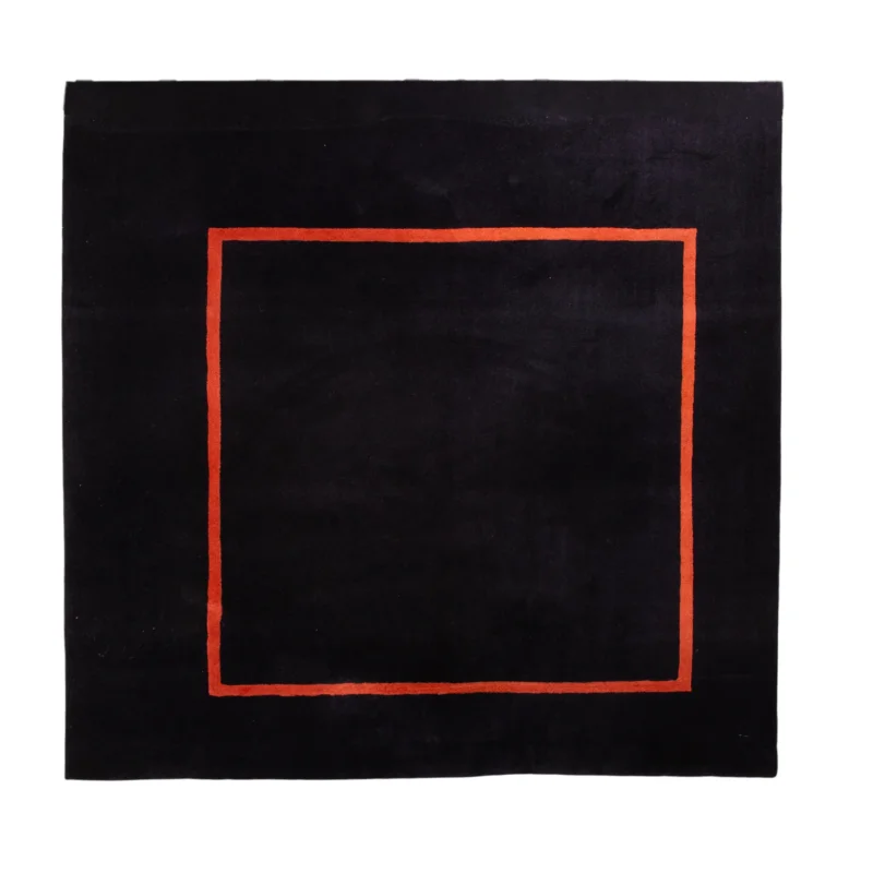 JAB Anstoetz Frame Wolle Schrurwolle Teppich Schwarz Orange 200 x 200 cm