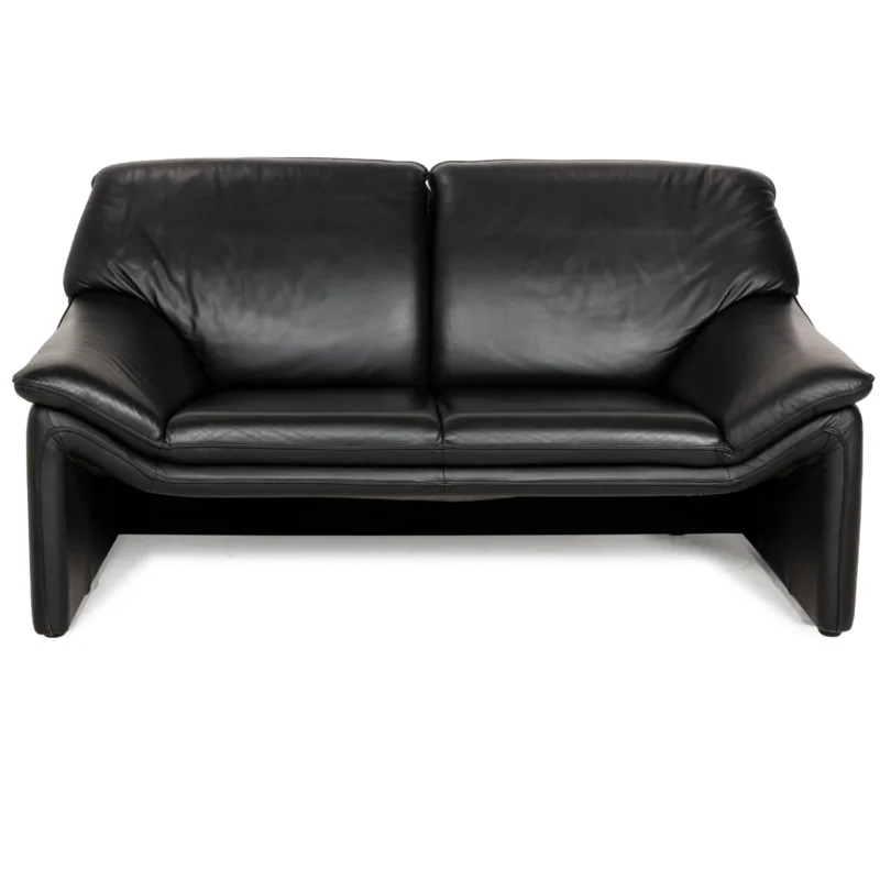 Laauser Atlanta Leder Sofa Schwarz Zweisitzer Couch